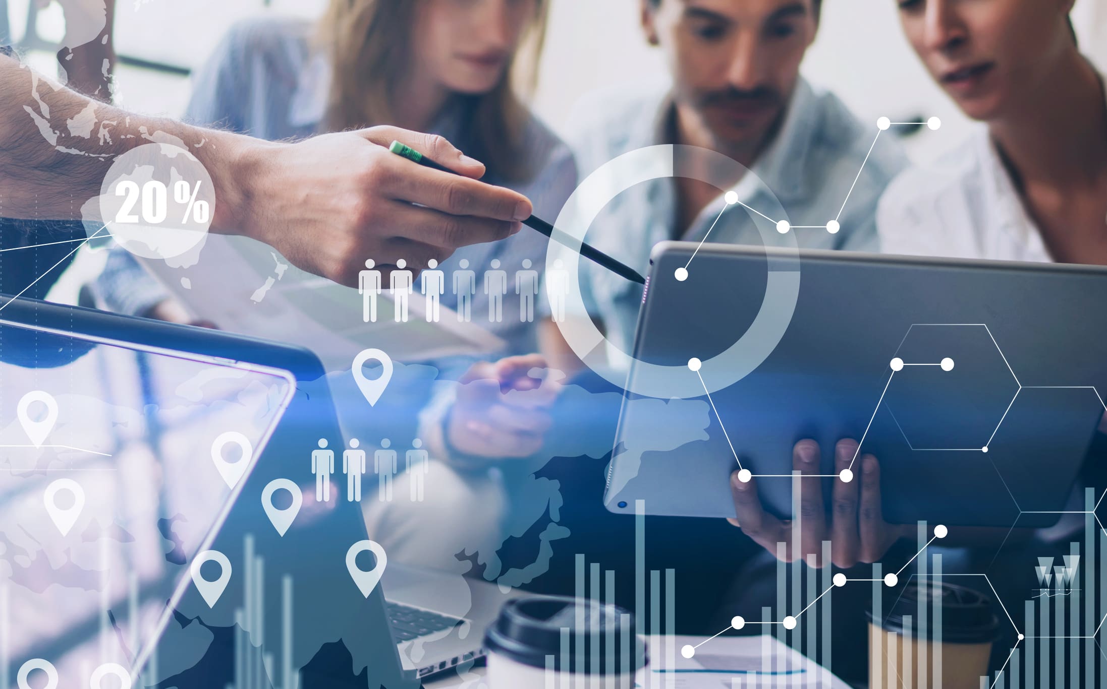 concept-of-digital-diagramgraph-interfacesvirtual-screenconnections-icon-on-blurred-background-coworking-team-meeting